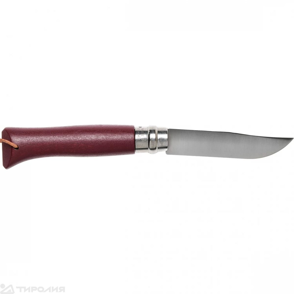 Нож Opinel: Trekking №8 VRI (нерж.сталь,граб, темляк) красно-коричн.