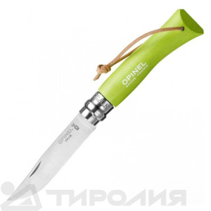 Нож Opinel: Trekking №7 VRI (нерж.сталь,граб, темляк) желто-зеленый