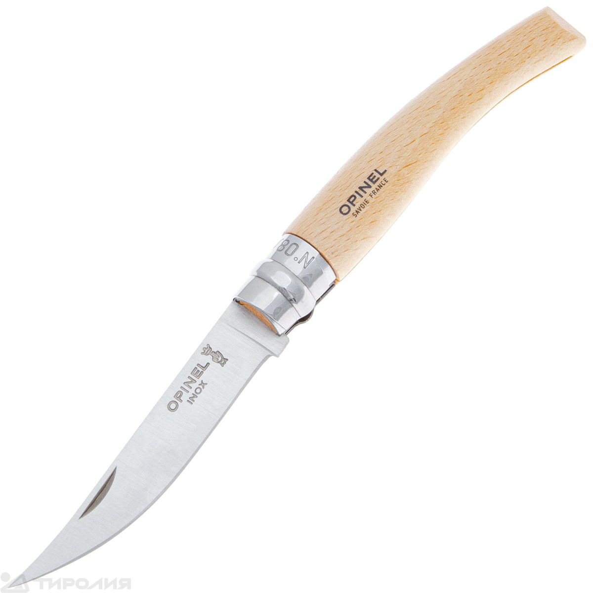 Нож филейный Opinel: №8 VRI Effile Slim (нерж.сталь,бук)