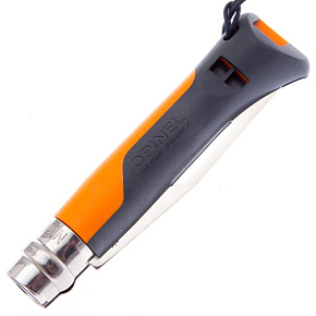 Нож со свистком Opinel: Outdoor №8 VRI (нерж.сталь,пластик, свисток, оранжевый)