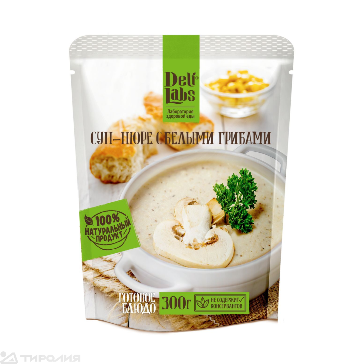 Блюдо готовое Deli Labs: Суп-пюре с белыми грибами пакет 300 г.