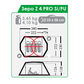 Палатка Normal: Зеро Z 4 PRO SI/PU