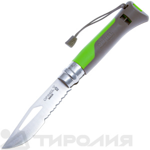 Нож со свистком Opinel: Outdoor №8 VRI (нерж.сталь,пластик,зеленый)