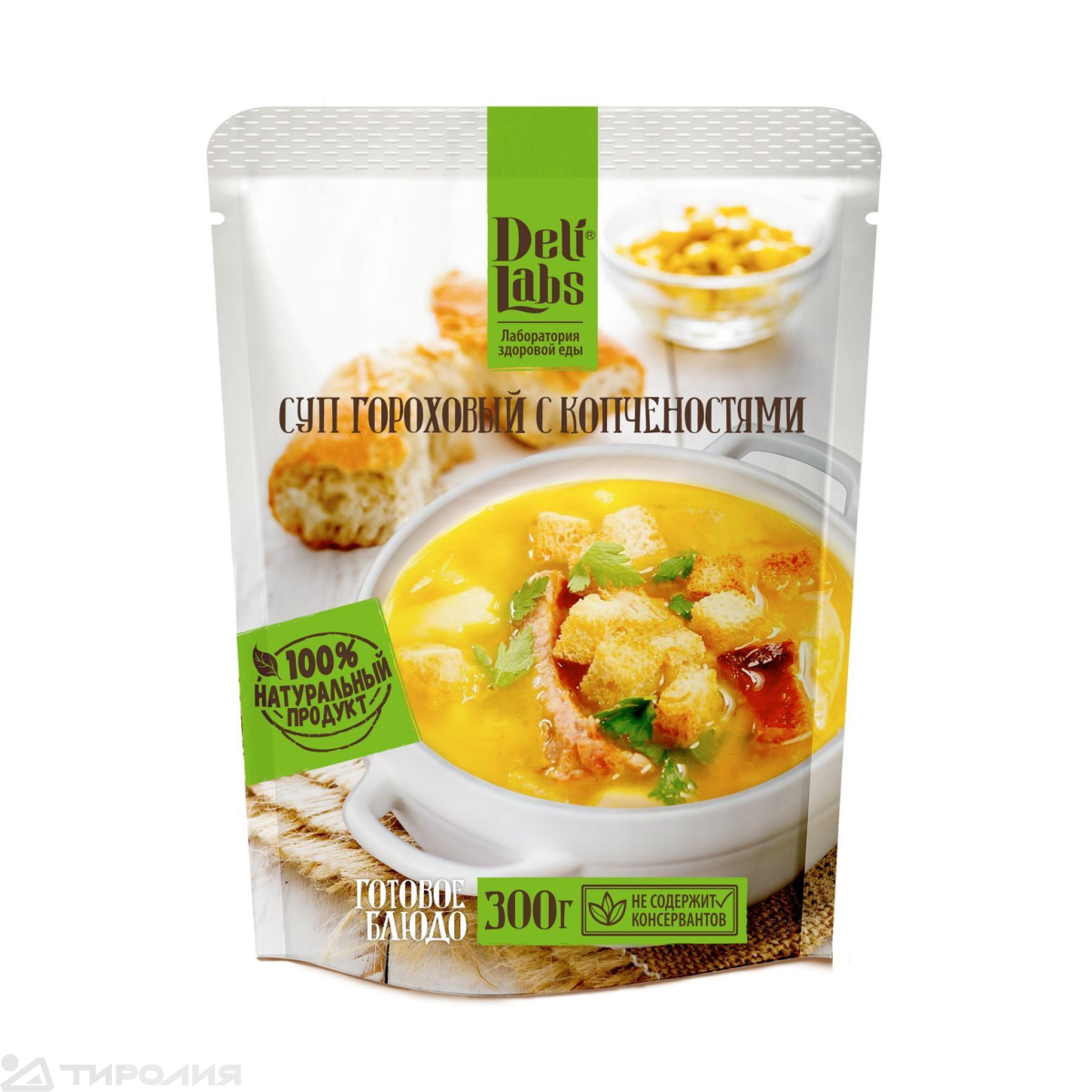 Блюдо готовое Deli Labs: Суп гороховый с копченостями пакет 300 г.